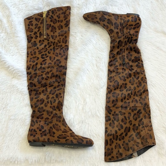 Sam Edelman James Knee High Leopard Print Calf Hair Boot Women’s Size 6 - Picture 3 of 14